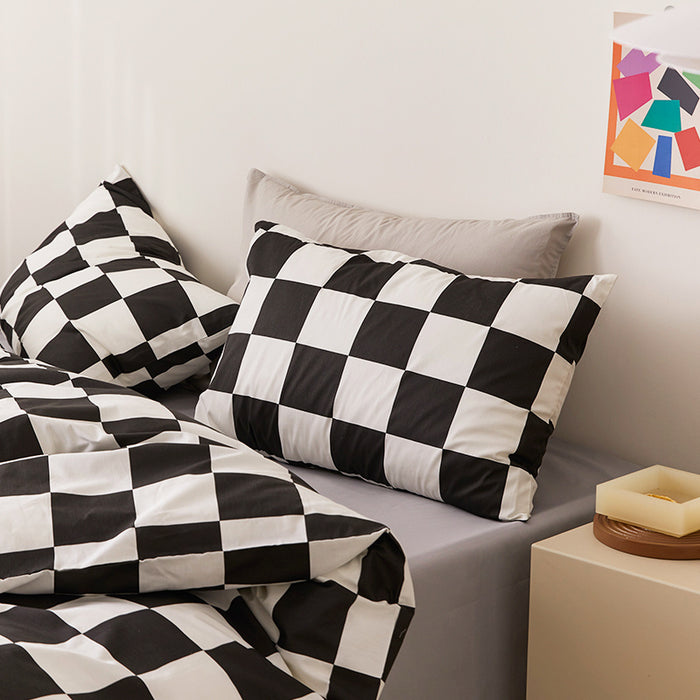 Simple Style Chessboard Plaid Cotton Pillowcase