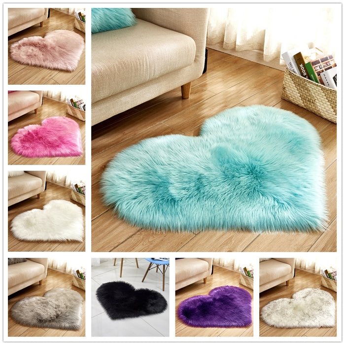 Plush Heart Shaped Carpet Non-Slip Mat