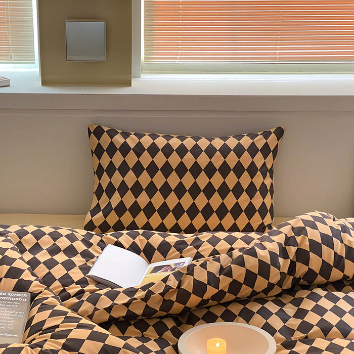 Simple Style Chessboard Plaid Cotton Pillowcase