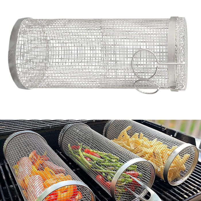 Rolling Grilling Basket Metal BBQ