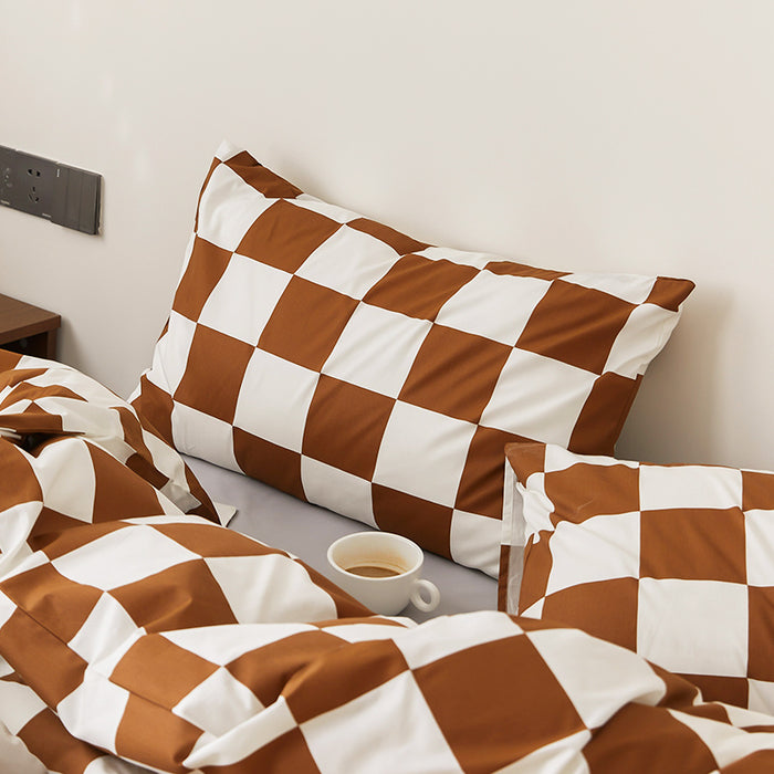 Simple Style Chessboard Plaid Cotton Pillowcase