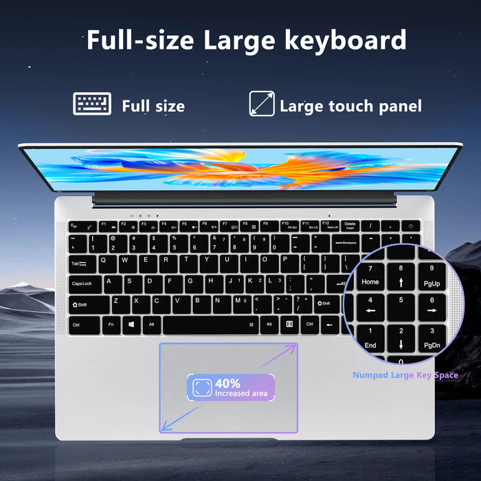 Laptops 15.6 Inch 8GB RAM 256 GB SSD 1920*1080P IPS Screen Learning Portable Notebook Computer with WiFi BT Camera for Student