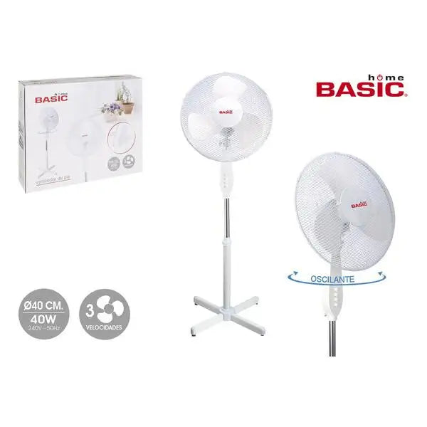 Starley-fan standing 3 blades rotates 90 degrees oscillating 3 speeds 40W height adjustable safety grid running silent design in White