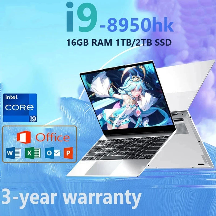 14.1 Inch Portable Windows 11 Pro Laptop Computer Intel Core i9 8950hk HD Screen 16GB RAM 1TB 2TB SSD Gaming laptops Pc Gamer