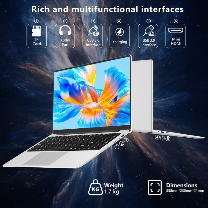 Laptops 15.6 Inch 8GB RAM 256 GB SSD 1920*1080P IPS Screen Learning Portable Notebook Computer with WiFi BT Camera for Student