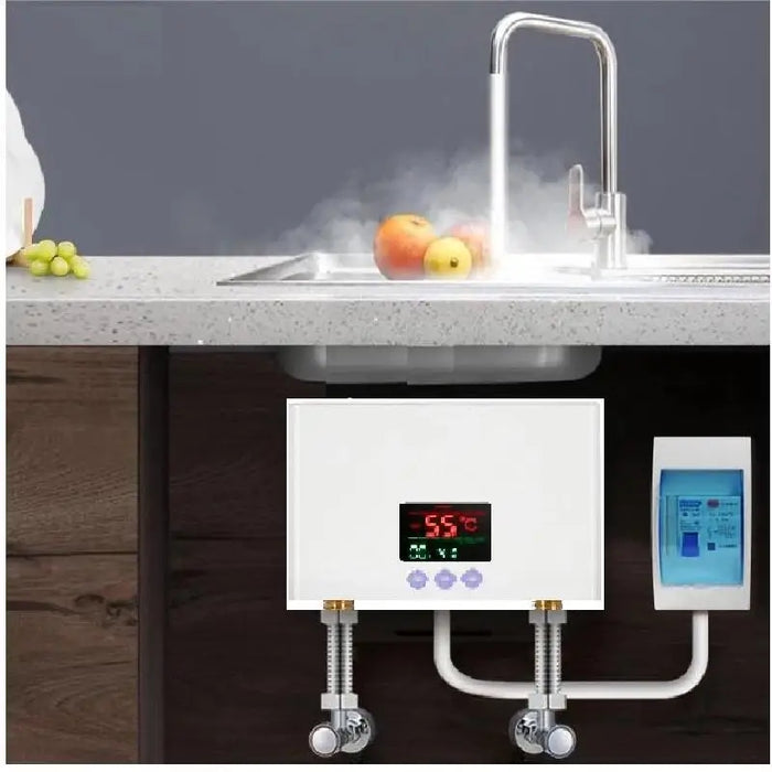 3000W 5500W Tankless Instant Electric Water Heater with Touch Panel Remote Control for Kitchen Bathroom Accessory 220V