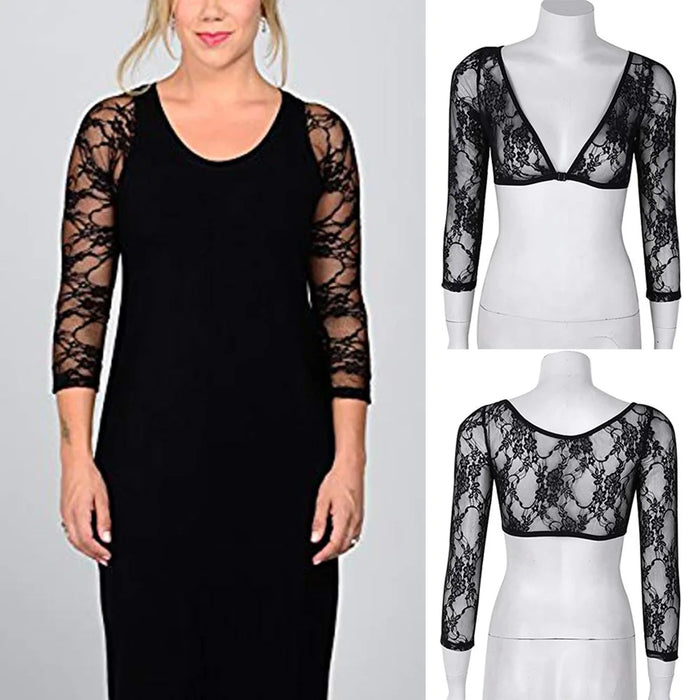 New Women Lace Vest Sheer Mesh Seamless Arm Shaper Slimming Short Cropped Top V-Neck Hollow CardiganAcces Plus Size S-3XL