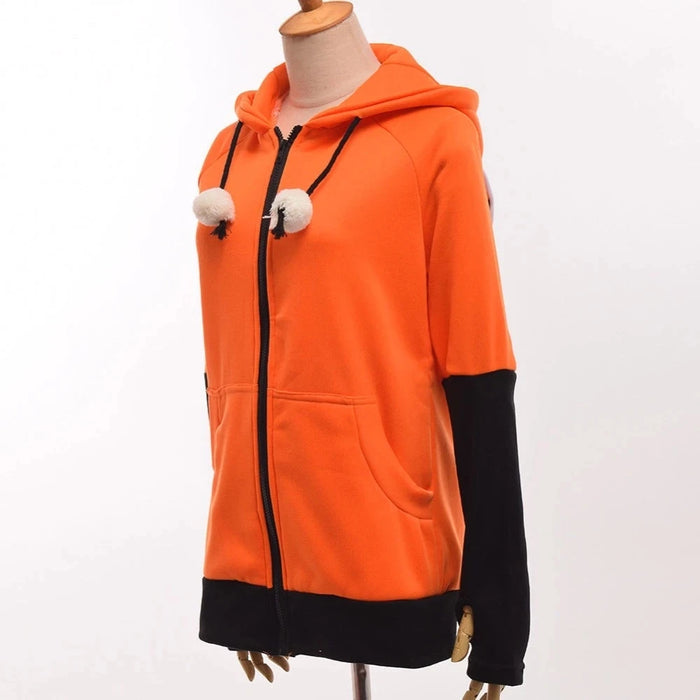 Animal Fox Ears Cosplay Costume Hooded Jacket Warm Orange Sweatshirt Cosplay Unisex Hoodie