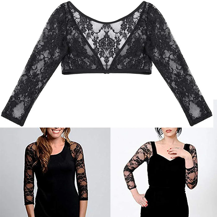 New Women Lace Vest Sheer Mesh Seamless Arm Shaper Slimming Short Cropped Top V-Neck Hollow CardiganAcces Plus Size S-3XL