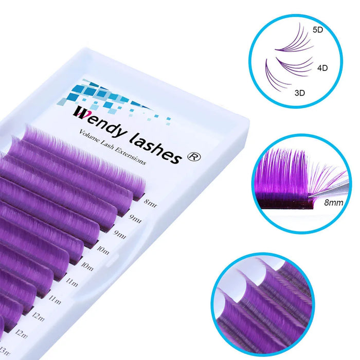 New 0.07mm Easy Fans False Lashes Gradient Blue+green+red+brown Mixed In One Tray Eyelash Individual Colored Eyelash Extension