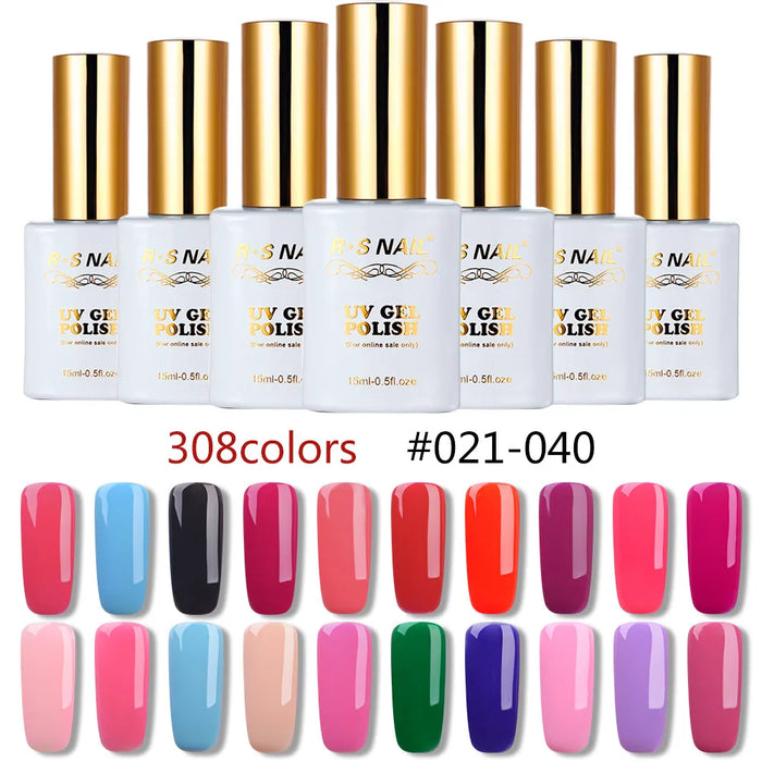 R.S NAIL 15ml UV Led Nail Gel Polish 308 Colors Gel Varnish Fashion Nail Art Lacquer Paint Soak Off Hybrid Varnishes #001-060