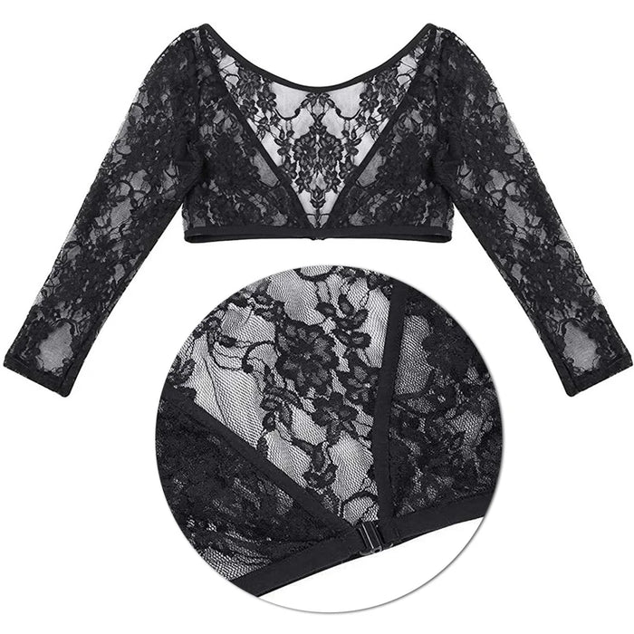 New Women Lace Vest Sheer Mesh Seamless Arm Shaper Slimming Short Cropped Top V-Neck Hollow CardiganAcces Plus Size S-3XL