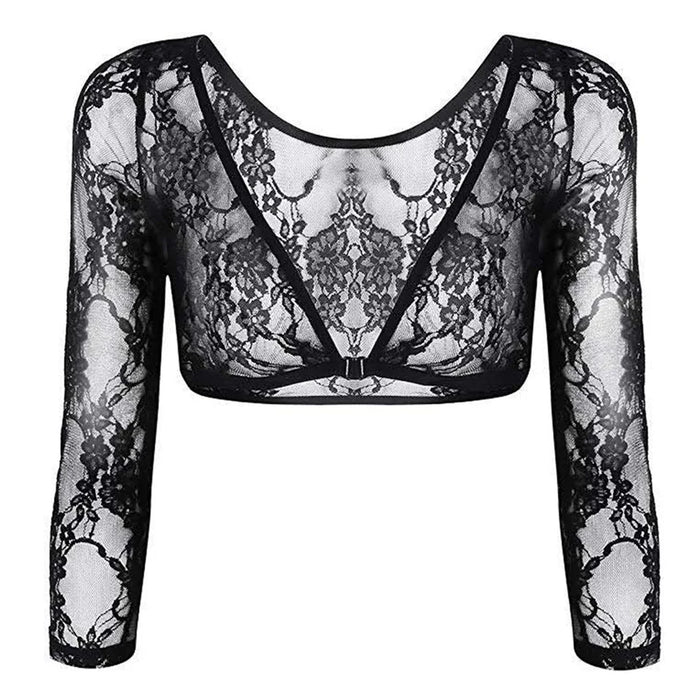 New Women Lace Vest Sheer Mesh Seamless Arm Shaper Slimming Short Cropped Top V-Neck Hollow CardiganAcces Plus Size S-3XL