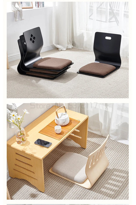 Japanese Chair Design Home Living Room Furniture Kotatsu Table Chair Tatami Zaisu LegLess Floor Chair Black Finish