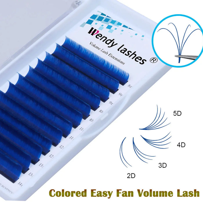 New 0.07mm Easy Fans False Lashes Gradient Blue+green+red+brown Mixed In One Tray Eyelash Individual Colored Eyelash Extension