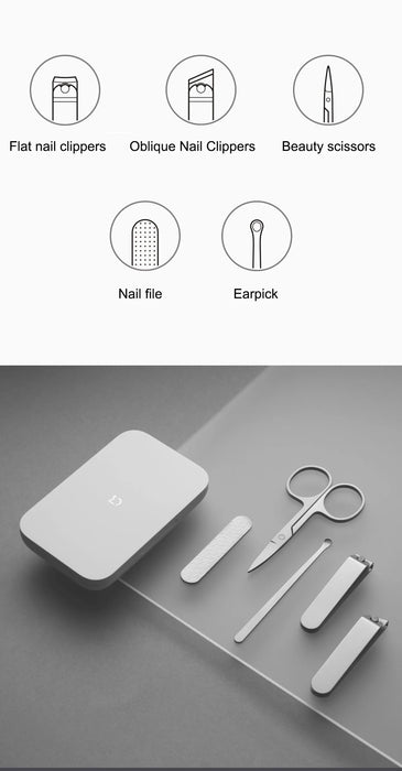 Xiaomi Mijia Nail Clippers Tool Set 5pcs Pedicure Care Clippers Earpick Nail File Professional Beauty Tools Nail Cutter Trimmer