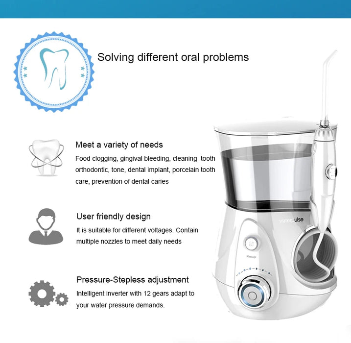 V660G Oral Irrigator, 12 levels Water Flosser + nozzles + box Home appliance Dental water jet for teeth whitening