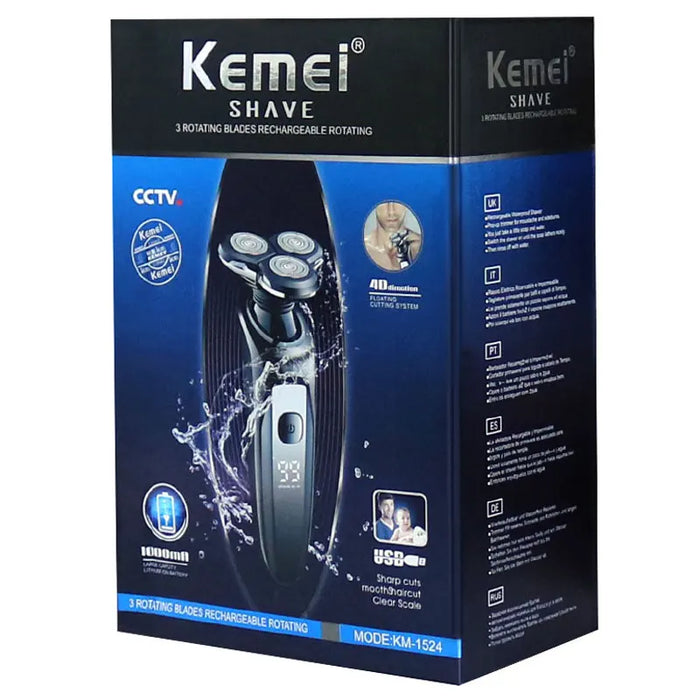 Original Kemei Lcd Display Waterproof Electric Shaver For Men Wet Dry Beard Electric Razor Facial Shaving Machine Rechargeable