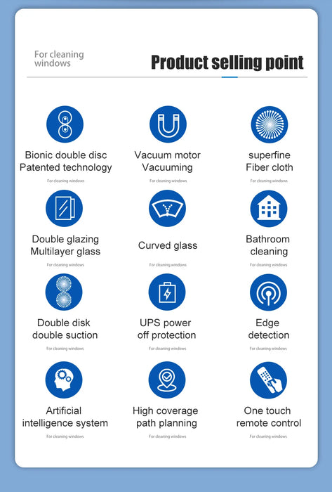 Robot nettoyeur de vitres pour la maison, aspirateur électrique Intelligent avec télécommande et essuie-glace