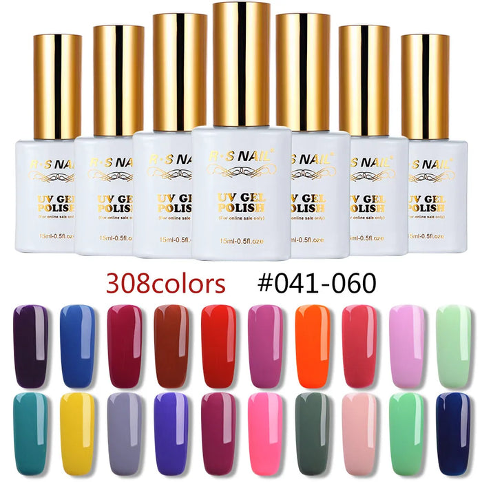 R.S NAIL 15ml UV Led Nail Gel Polish 308 Colors Gel Varnish Fashion Nail Art Lacquer Paint Soak Off Hybrid Varnishes #001-060