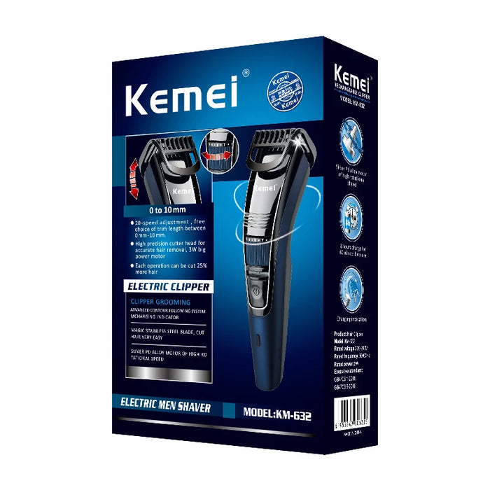 Kemei 0.5-10mm Adjustable Beard Hair Trimmer For Men Rechargeable Mustache Stubble Hair Clipper Face Hair Cutting Machine