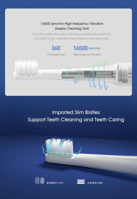 Xiaomi Mijia T100 Sonic Electric Toothbrush Cordless Rechargeable Toothbrush IPX7 Waterproof Ultrasonic Automatic Tooth Brush