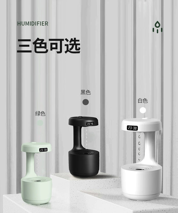 Digital Display Creative Water Drop Humidifier USB Office Desk Surface Panel Anti-Gravity Water Backflow Aroma Diffuser Sprayer