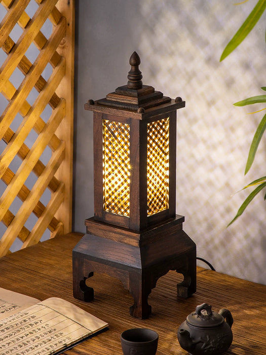 Thai Guest Room Decorative Lamp Southeast Asian Solid Wood Bamboo