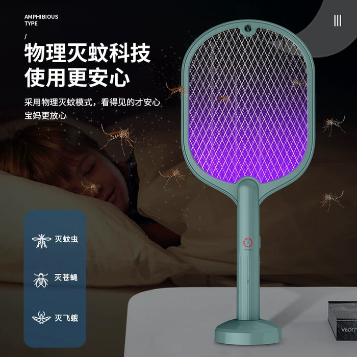 Smart For Home 2-in-1 Electric Mosquito Swatter Rechargeable Mosquito Killer Mosquito Trap Fly Electric Shock Mosquito Killer Battery Racket Swatter