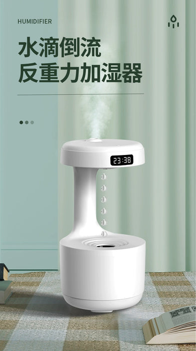 Digital Display Creative Water Drop Humidifier USB Office Desk Surface Panel Anti-Gravity Water Backflow Aroma Diffuser Sprayer