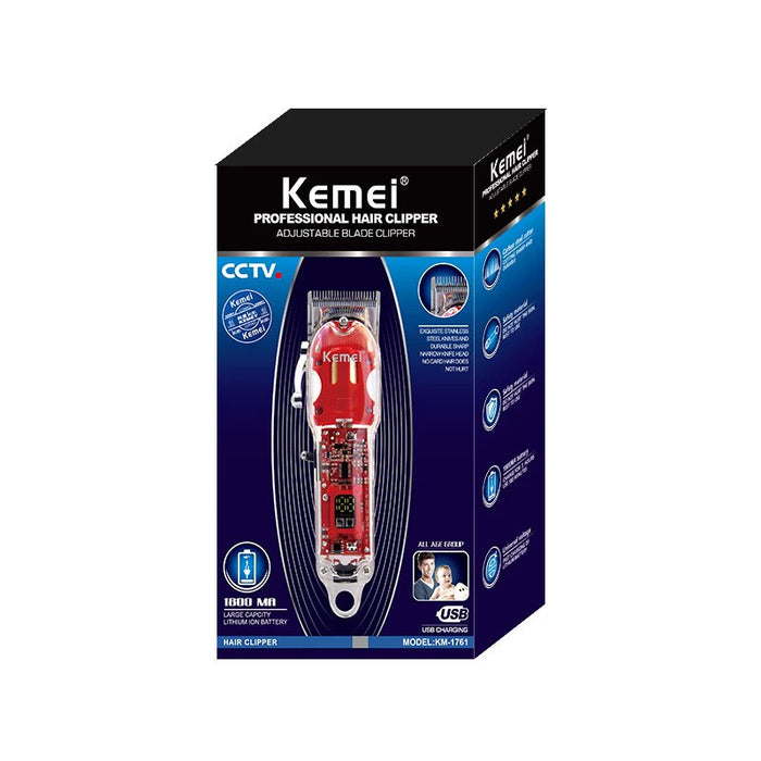 Kemei/Kemei KM-1761 Transparent Body Hair Clipper USB Fast Charging High Power Hair Salon Professional Electric Clipper