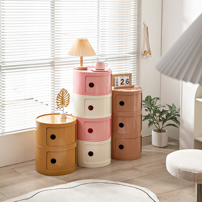 Nordic Ins Net Red Bedside Table Modern Minimalist White Round Creative Small Cabinet Mini Simple Plastic Side Cabinet 협탁