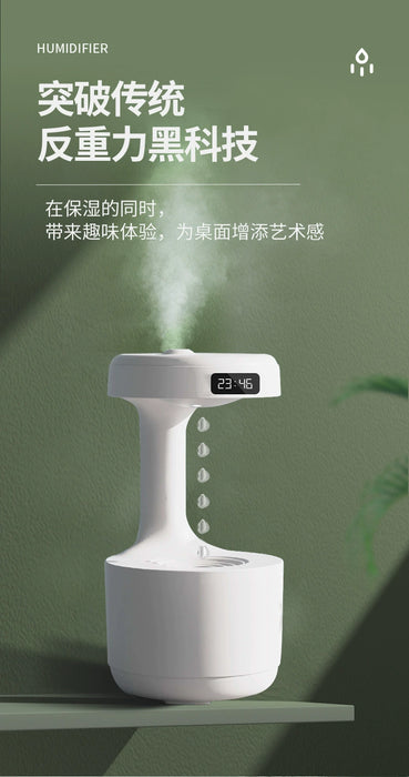 Digital Display Creative Water Drop Humidifier USB Office Desk Surface Panel Anti-Gravity Water Backflow Aroma Diffuser Sprayer