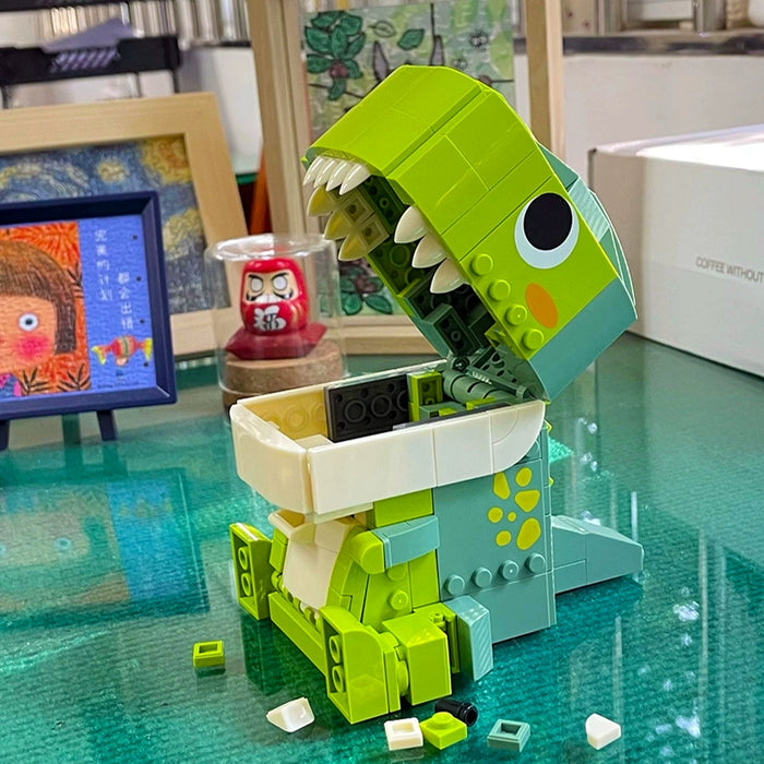 Jiaqi Chinese Building Blocks Dinosaur Assemble Internet Celebrity Cute Ornaments Office Toys Boys and Girls Coin Bank Tyrannosaurus Rex