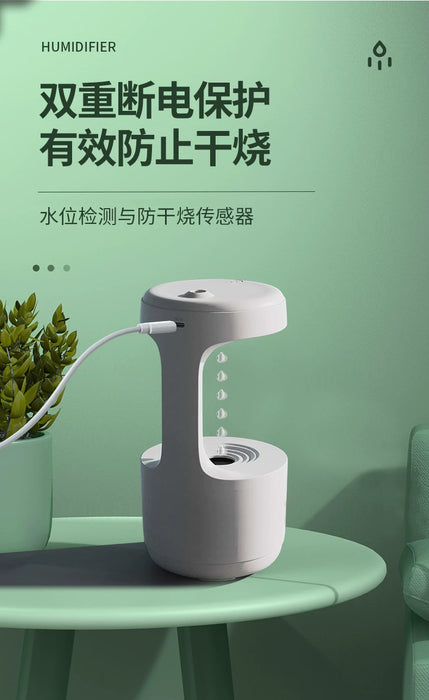 Digital Display Creative Water Drop Humidifier USB Office Desk Surface Panel Anti-Gravity Water Backflow Aroma Diffuser Sprayer