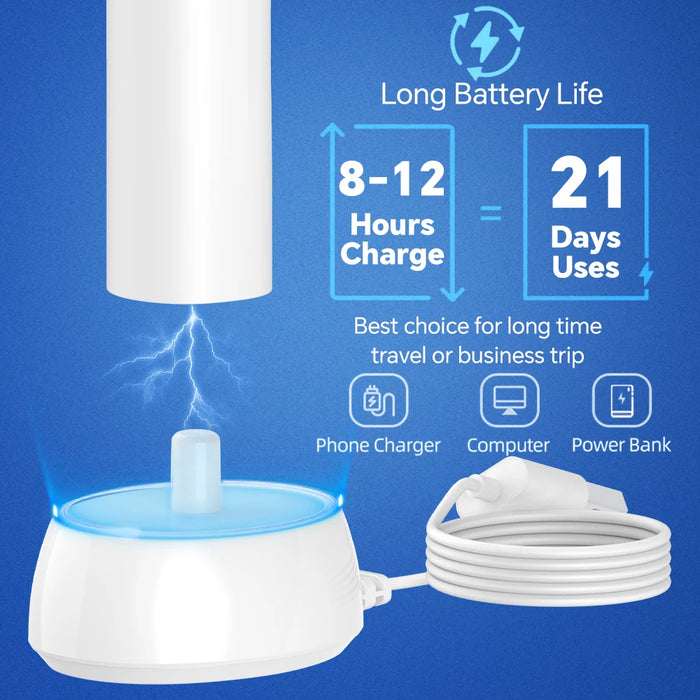 Smart Wireless Charging Rotating Electric Toothbrush, Rechargeable Electric Rotary Toothbrush Compatible with Oral B Brush Head