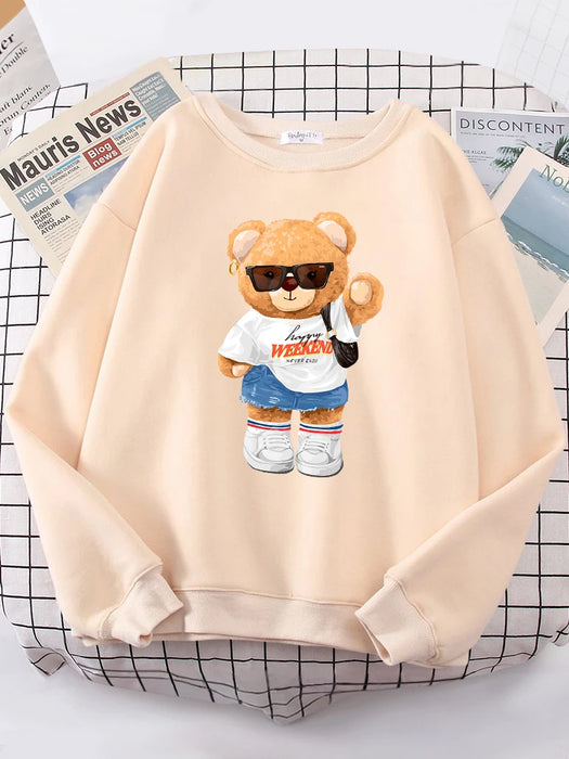 A Young Teday Bear Girl Full Of Vitality Cute Hoodie Women Street Fleece Hoody Hipster Loose Sweatshirt hip hop Oversized Tops