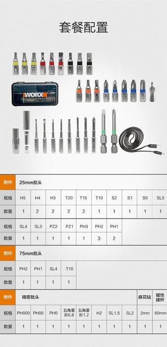 Youpin Worx 4V Electrical Screwdriver Set WX242 Smart Cordless Electric Screwdrivers USB Rechargeable Handle 30 Bit Sets Drill