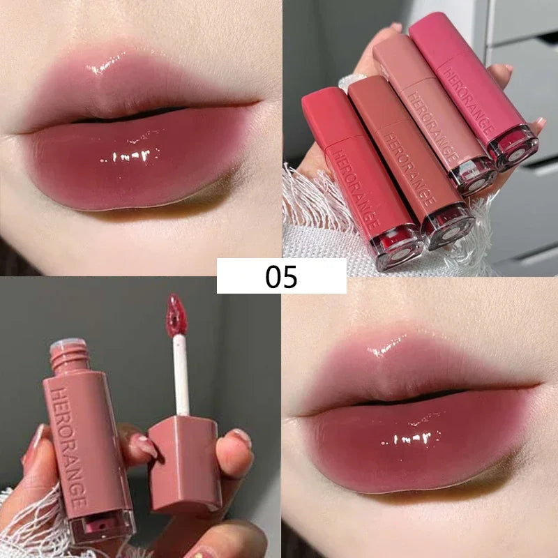 Cloud Mirror Water Light Glass Lip Gloss Ice Tea Lip Glaze Lasting Hydrating Waterproof Transparent Jelly Liquid Lipstick Makeup