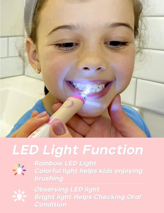 Seago Kids Electric Toothbrush Soft Bristle Sonic Clean Teeth With Colorful LED Light Smart Timer IPX7 Waterproof Kid Toothbrush