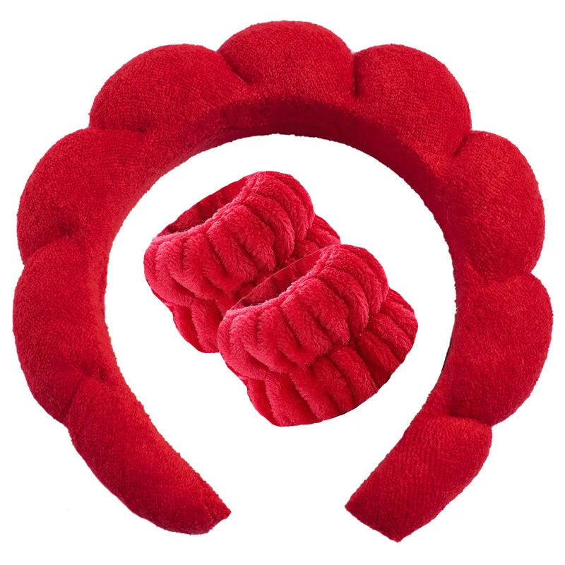 Terry Towel Cloth Headband Face Wash Headband Puffy Makeup Hairbands for Face Washing Soft Shower Wash Wristbands