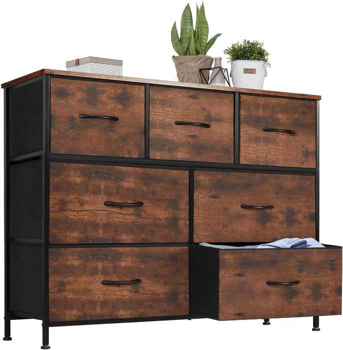 Dresser for Bedroom Drawer Organizer Fabric Storage Tower with 5/6/8/9 Drawers, Steel Frame, Wood Top for Bedroom, Closet