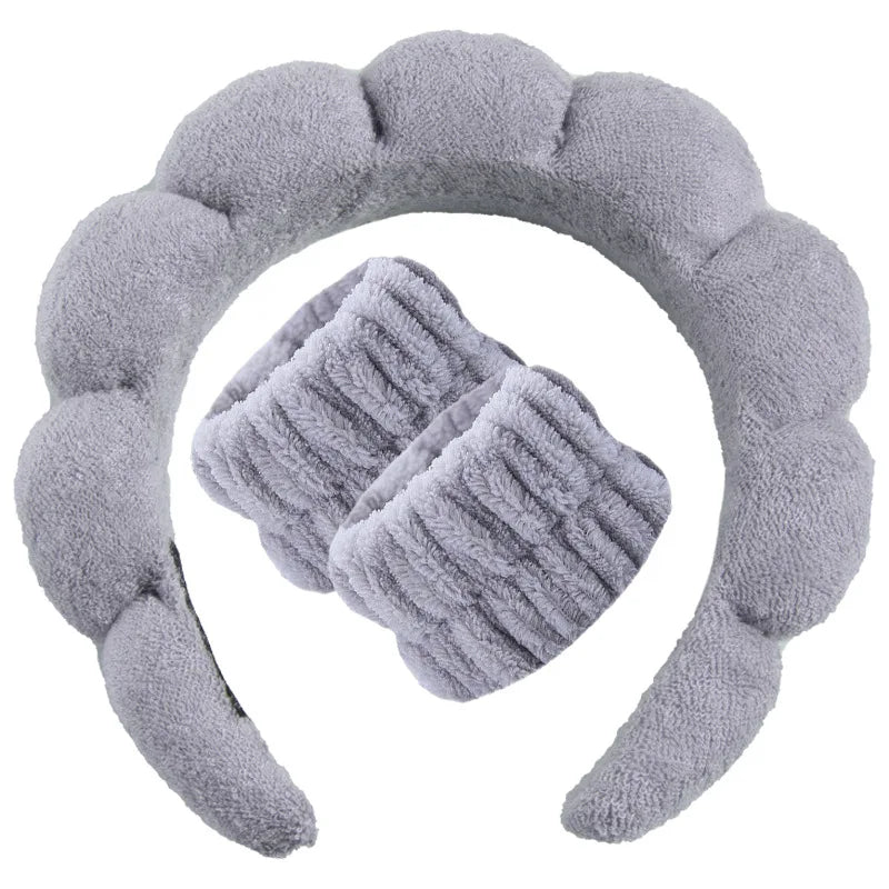 Terry Towel Cloth Headband Face Wash Headband Puffy Makeup Hairbands for Face Washing Soft Shower Wash Wristbands