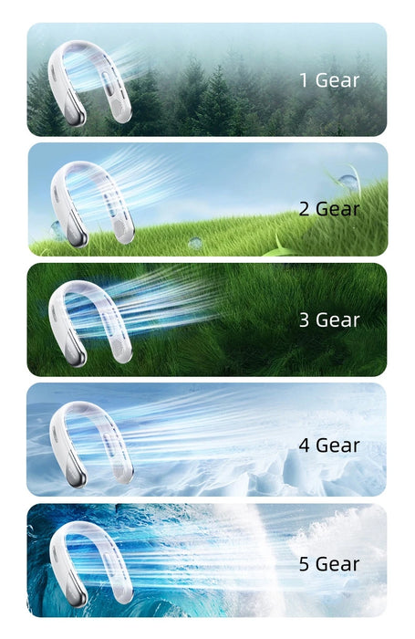 Portable Neck Fan Rechargeable Hands Free Bladeless Fan Wearable Personal Fan Leafless 5 Speeds