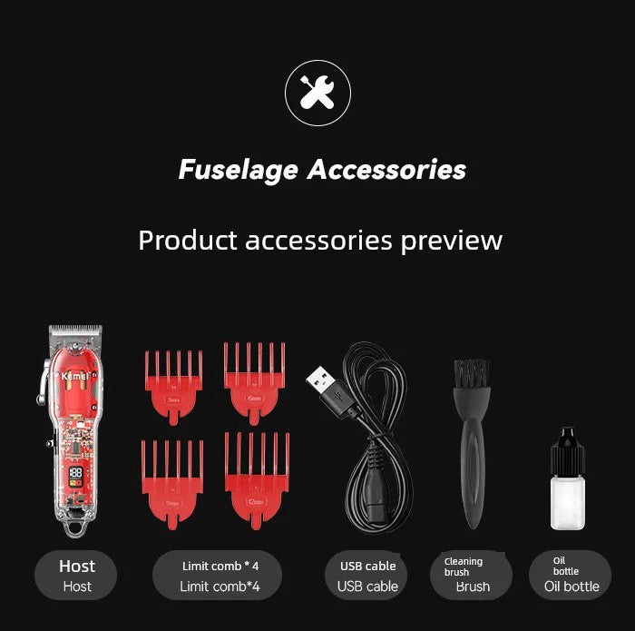 Kemei/Kemei KM-1761 Transparent Body Hair Clipper USB Fast Charging High Power Hair Salon Professional Electric Clipper