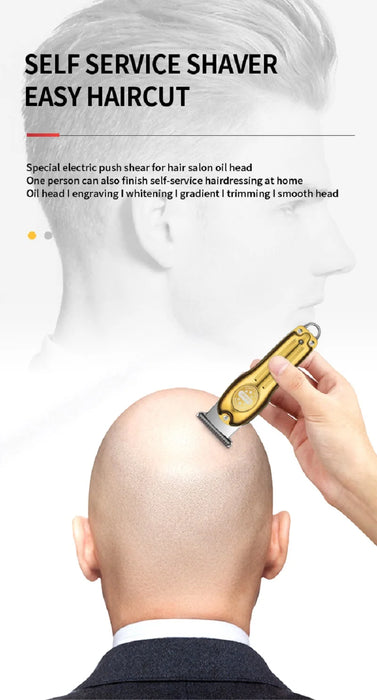 Wholesale Electric Gold Silver Color Hair Trimmer Kemei Km-679 USB Charging Mini LCD Light Carving Scissors Hair Clipper