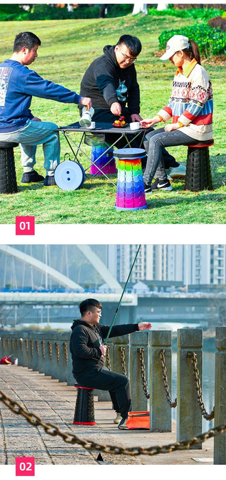 Hot Portable Folding Telescopic Stool Lightweight Plastic Subway Queuing Chair and Outdoor Camping Fishing with Carry Bag