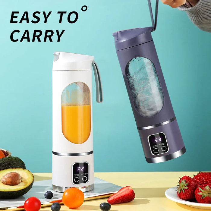 450ml Fruit Juicer 12 Blades 3 Gears USB Rechargeable Portable Blender Ice Crusher for Shakes and Smoothies Juicer Cup