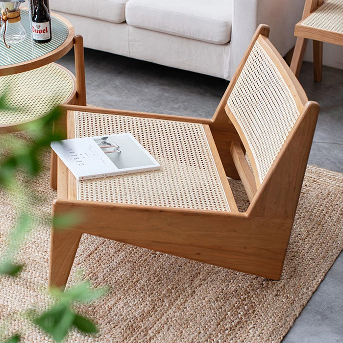 Nordic Solid Wood Lounge Seat Designer Kangaroo Chairs Rattan Woven Recliner Armchair Practical Versatile Living Room Furniture