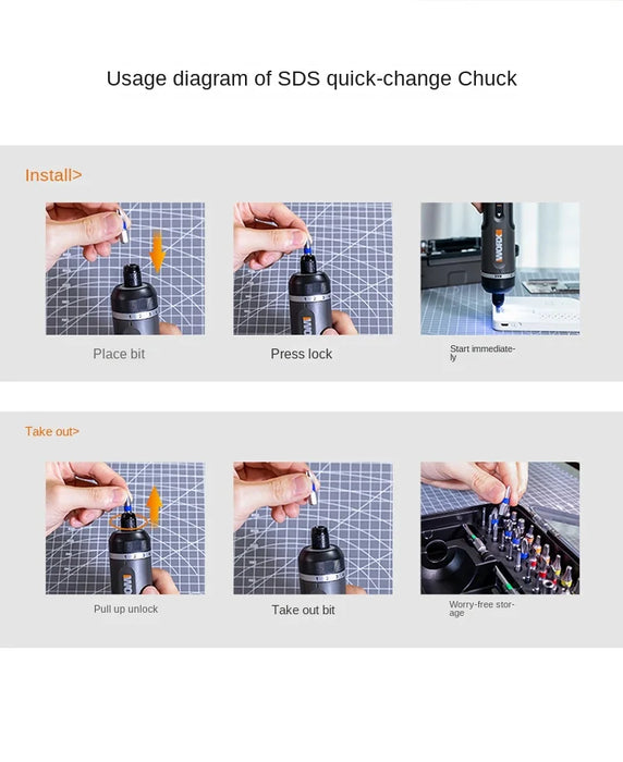 Youpin Worx 4V Electrical Screwdriver Set WX242 Smart Cordless Electric Screwdrivers USB Rechargeable Handle 30 Bit Sets Drill